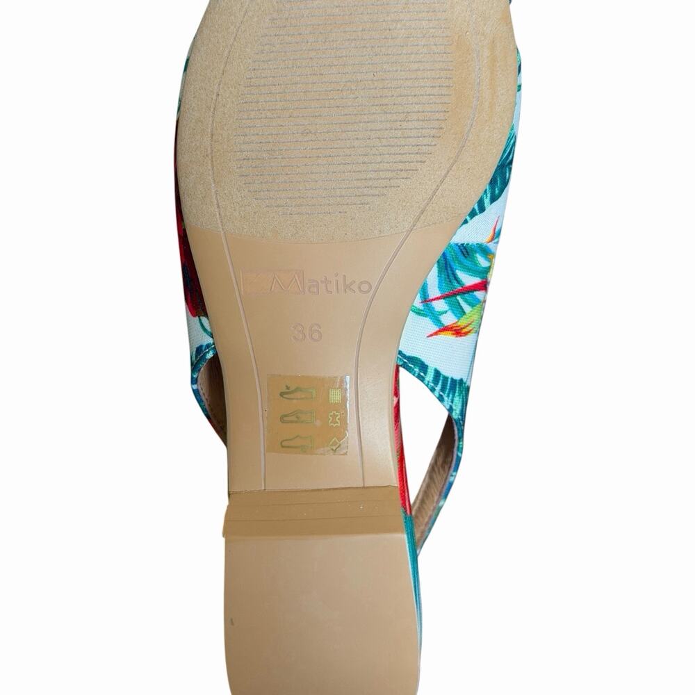 Matiko Hawaiian Floral Slingback Pointed Toe Flats Size 36 Tropical Print NIB - Picture 8 of 16